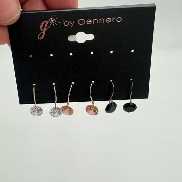 Gennaro 3 Pairs dangle  CZ Stud Earrings Set - Picture 1 of 5